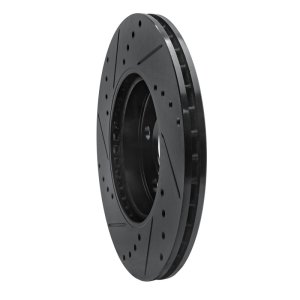 Mini Cooper Clubman Brake Rotor (1) - Front Right - R1 Concepts - Drilled & Slotted - Black - `14-`21